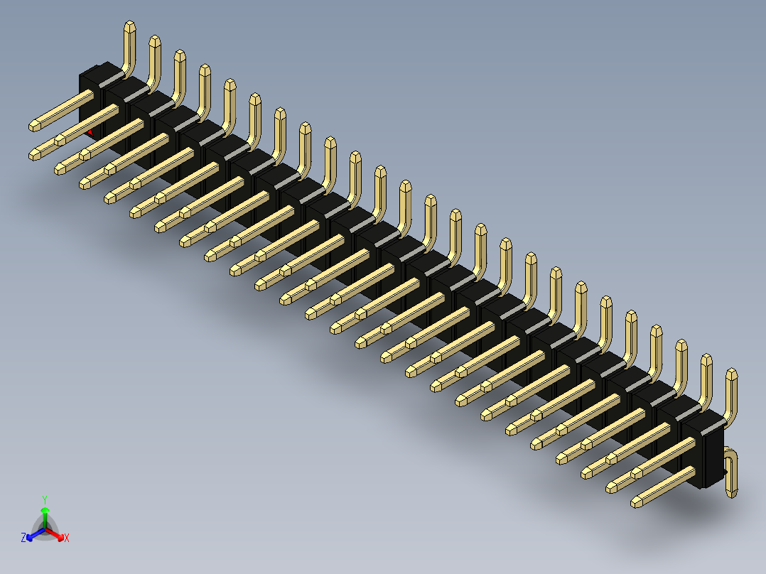 彩色公排针 100mil 2.54mm 系列-DS1022_black_50p_100mil_TypeSMT_rev1.0正等轴测图