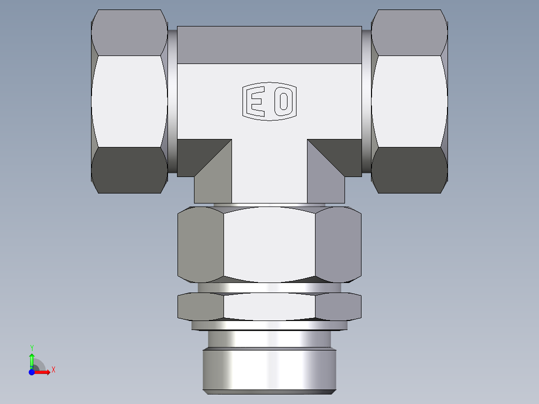 卡套式工业通用硬管接头EO_Assembled_adjustable_standpipe_branch_tee_EVT35LR71前视图