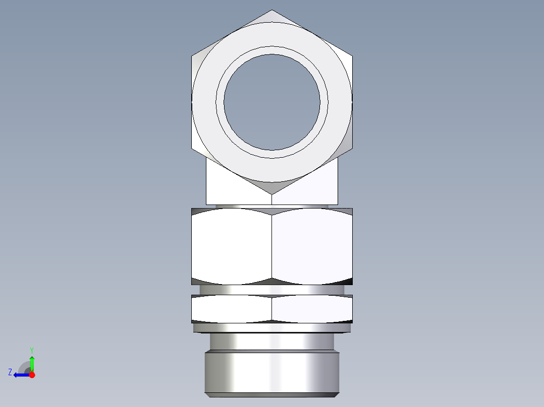卡套式工业通用硬管接头EO_Assembled_adjustable_standpipe_branch_tee_EVT35LR71右视图