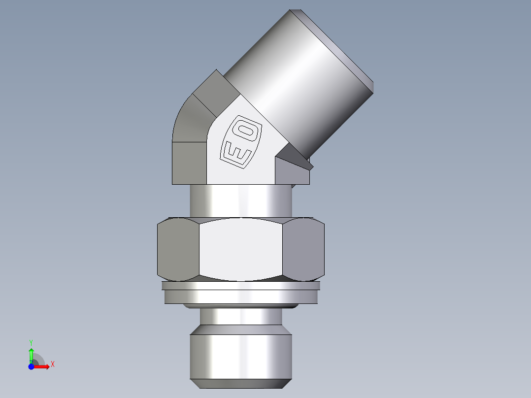 卡套式工业通用硬管接头EO_Adjustable_locknut_45_deg_elbow_VEE06SMOMDCF前视图