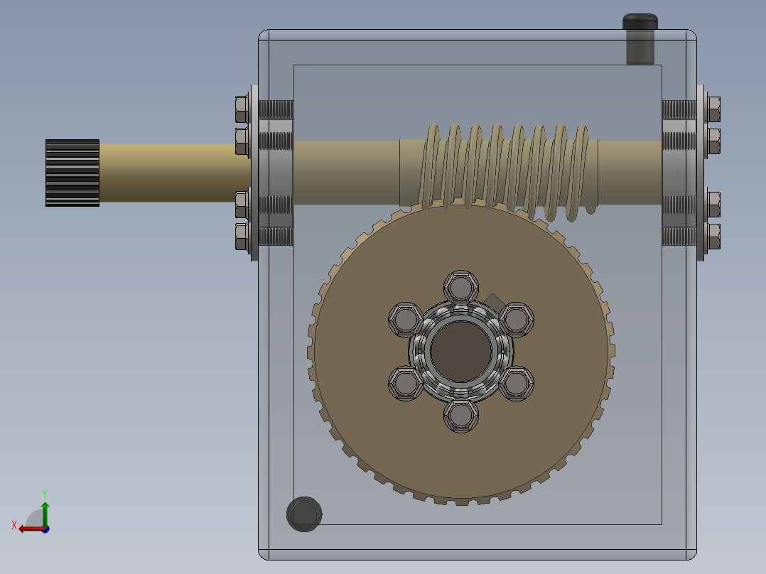 润滑油的蜗杆箱sw19可编辑后视图