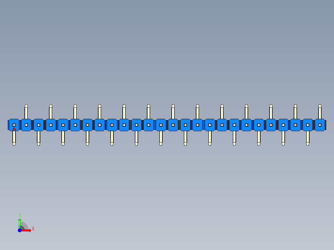 彩色公排针 100mil 2.54mm 系列-DS1022_blue_26p_100mil_Type_SMT_R2_rev1.0前视图
