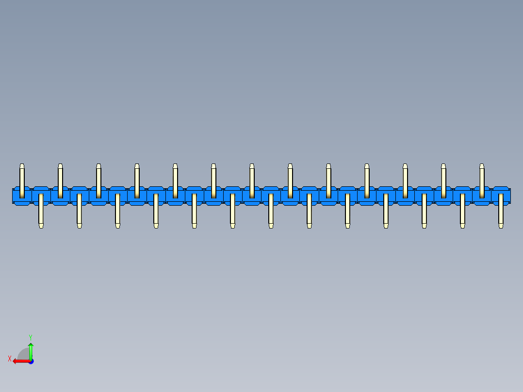 彩色公排针 100mil 2.54mm 系列-DS1022_blue_26p_100mil_Type_SMT_R2_rev1.0后视图