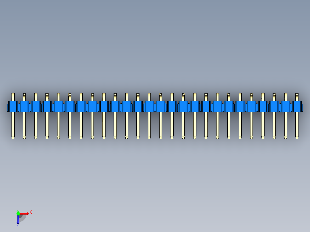 彩色公排针 100mil 2.54mm 系列-DS1022_blue_26p_100mil_Type_SMT_R2_rev1.0俯视图