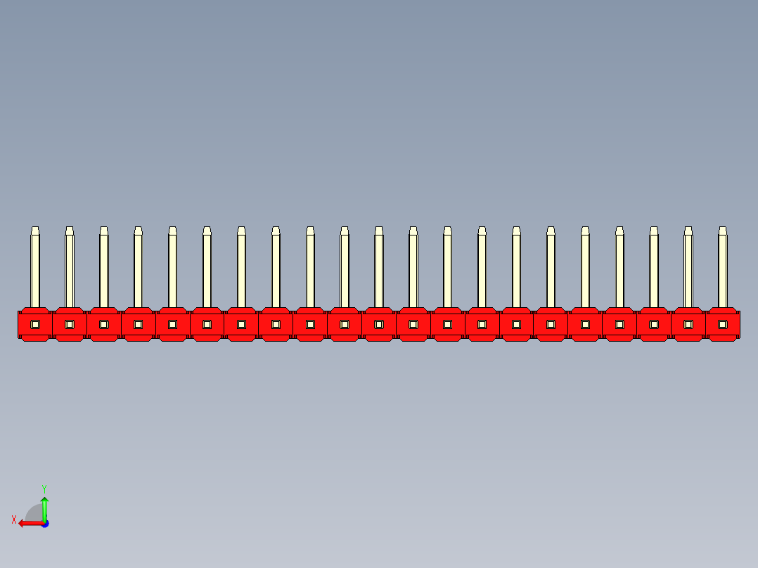 彩色公排针 100mil 2.54mm 系列-DS1022_red_21p_100mil_TypeU_rev1.0后视图