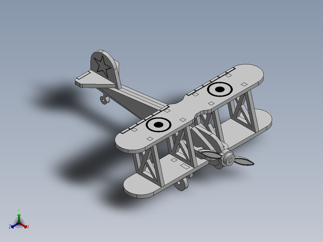 sw木质玩具飞机正等轴测图