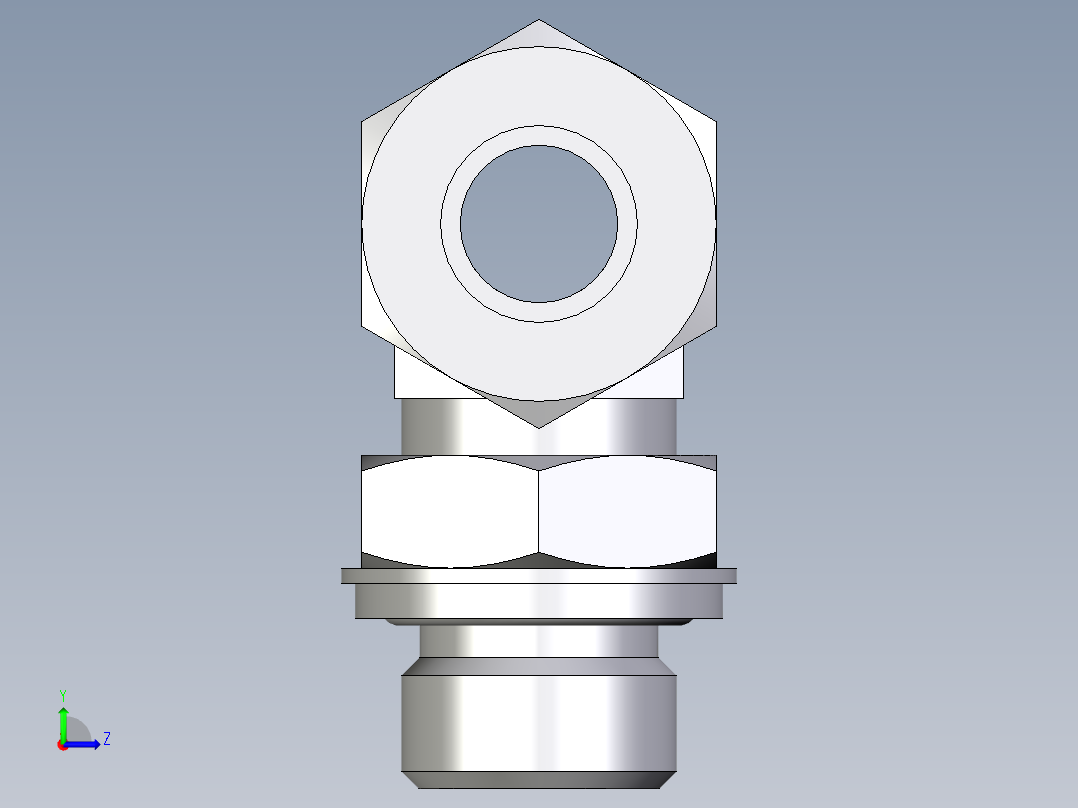 卡套式工业通用硬管接头EO_Adjustable_locknut_branch_tee_TEE15LRCF左视图