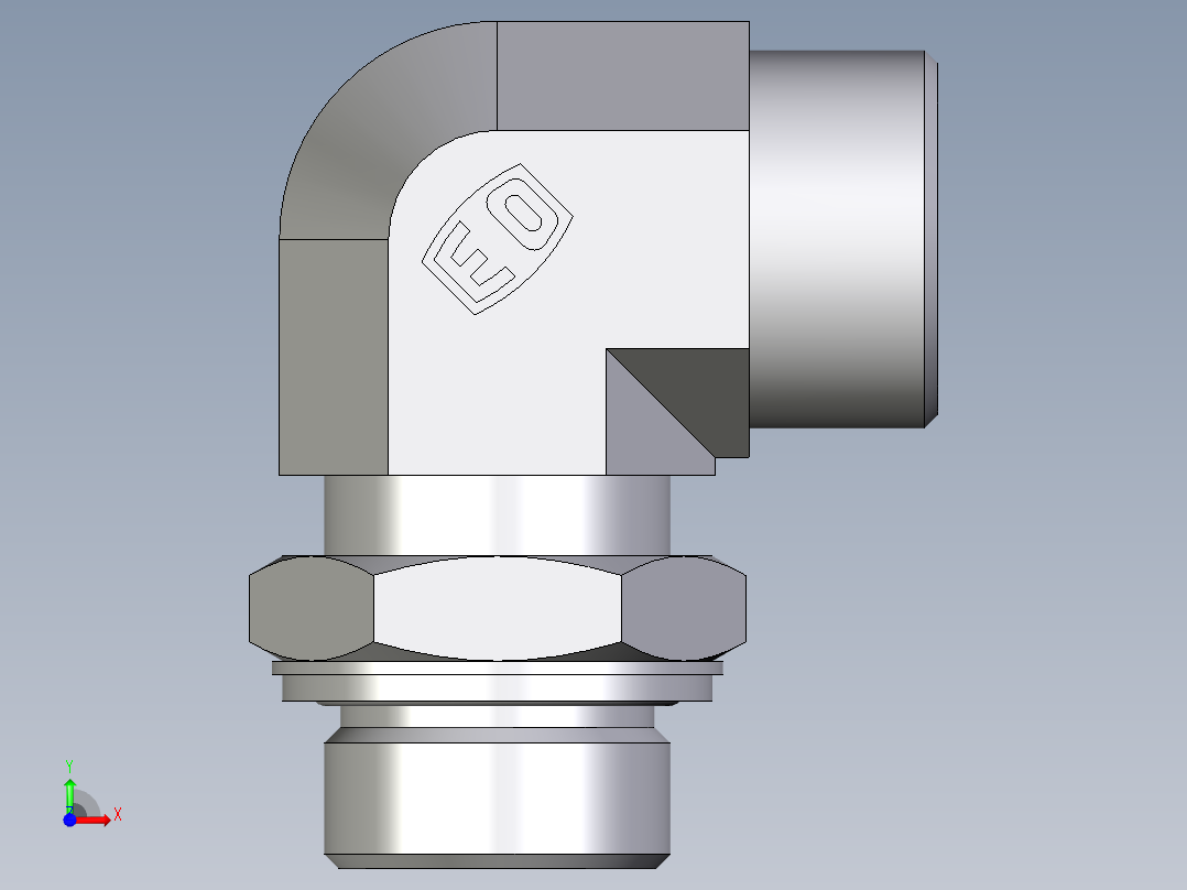 卡套式工业通用硬管接头EO_Adjustable_Locknut_elbow_WEE25SMOMDCF前视图