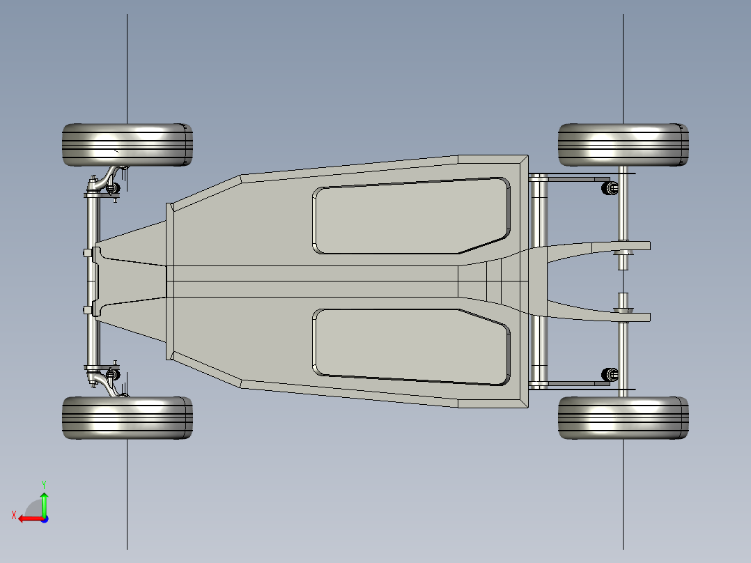 VW Beetle老式轿车底盘3D数模图纸 STP格式后视图
