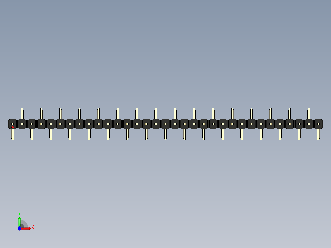 彩色公排针 100mil 2.54mm 系列-DS1022_black_33p_100mil_Type_SMT_R2_rev1.0前视图