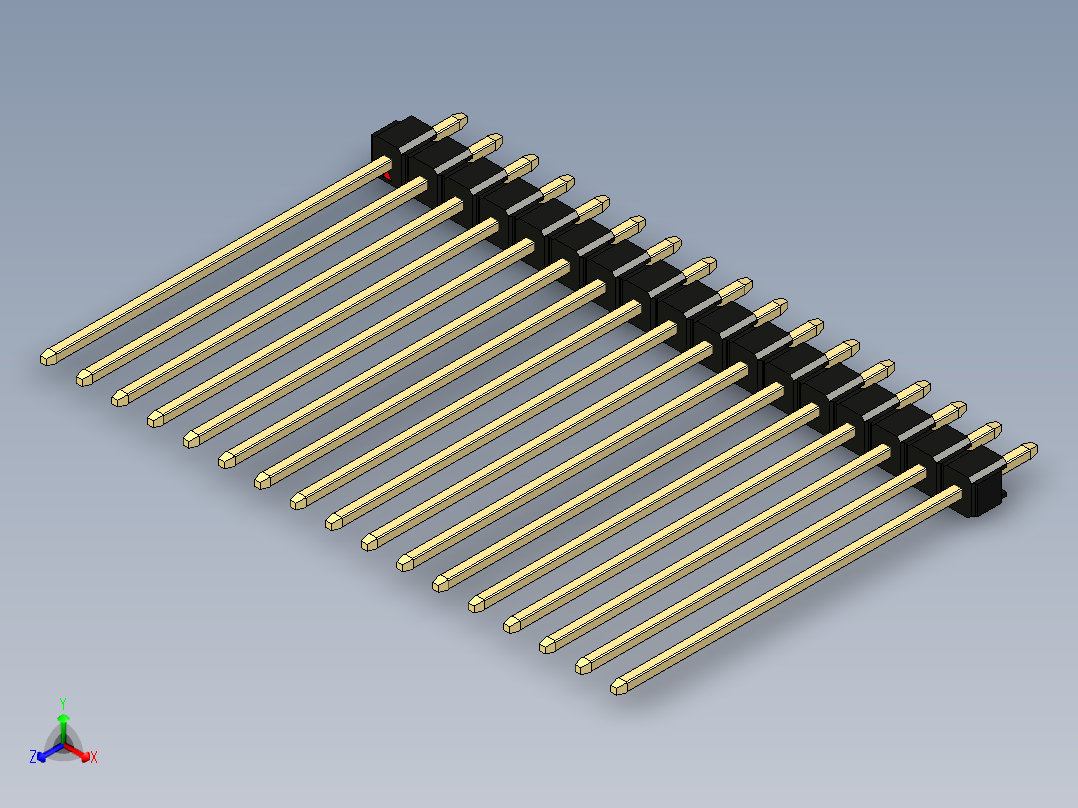 彩色公头100mil（2.54mm）系列-DS1021_black_1x17p_100mil_Type43_rev1.0正等轴测图