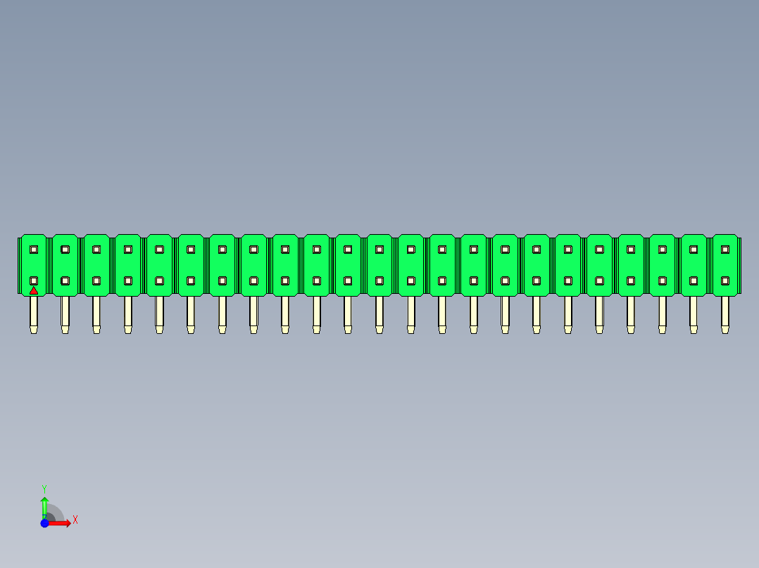 彩色公排针 100mil 2.54mm 系列-DS1022_green_2x23p_100mil_TypeD_rev1.0前视图
