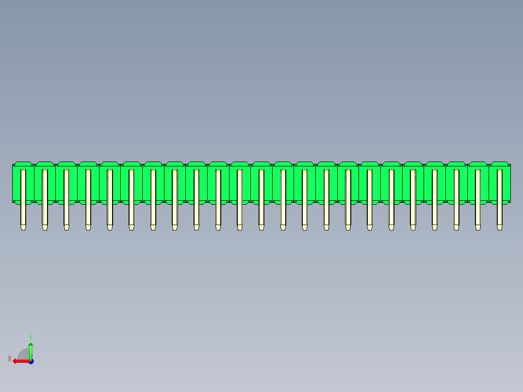 彩色公排针 100mil 2.54mm 系列-DS1022_green_2x23p_100mil_TypeD_rev1.0后视图
