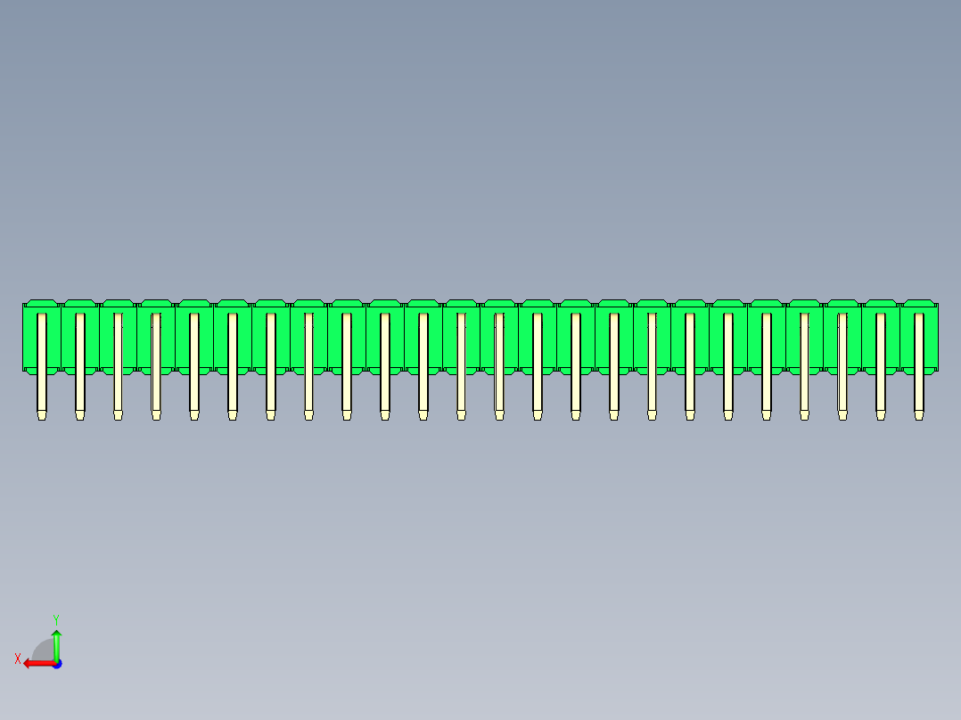 彩色公排针 100mil 2.54mm 系列-DS1022_green_2x24p_100mil_TypeD_rev1.0后视图