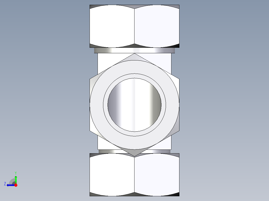卡套式工业通用硬管接头EO_Swivel_nut_run_tee_EL35ZL71右视图