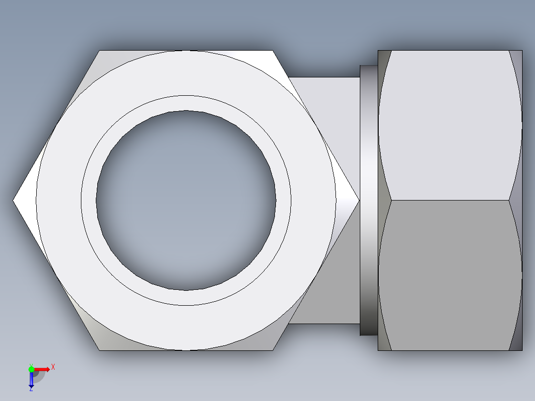 卡套式工业通用硬管接头EO_Swivel_nut_run_tee_EL35ZL71俯视图