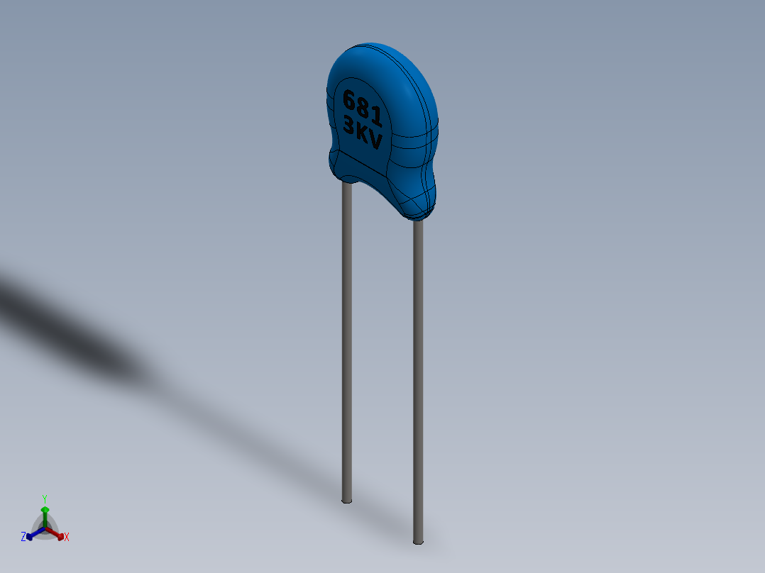 电容器 二极管 电阻器-Capacitor Ceramic 821 3KV 820pF正等轴测图