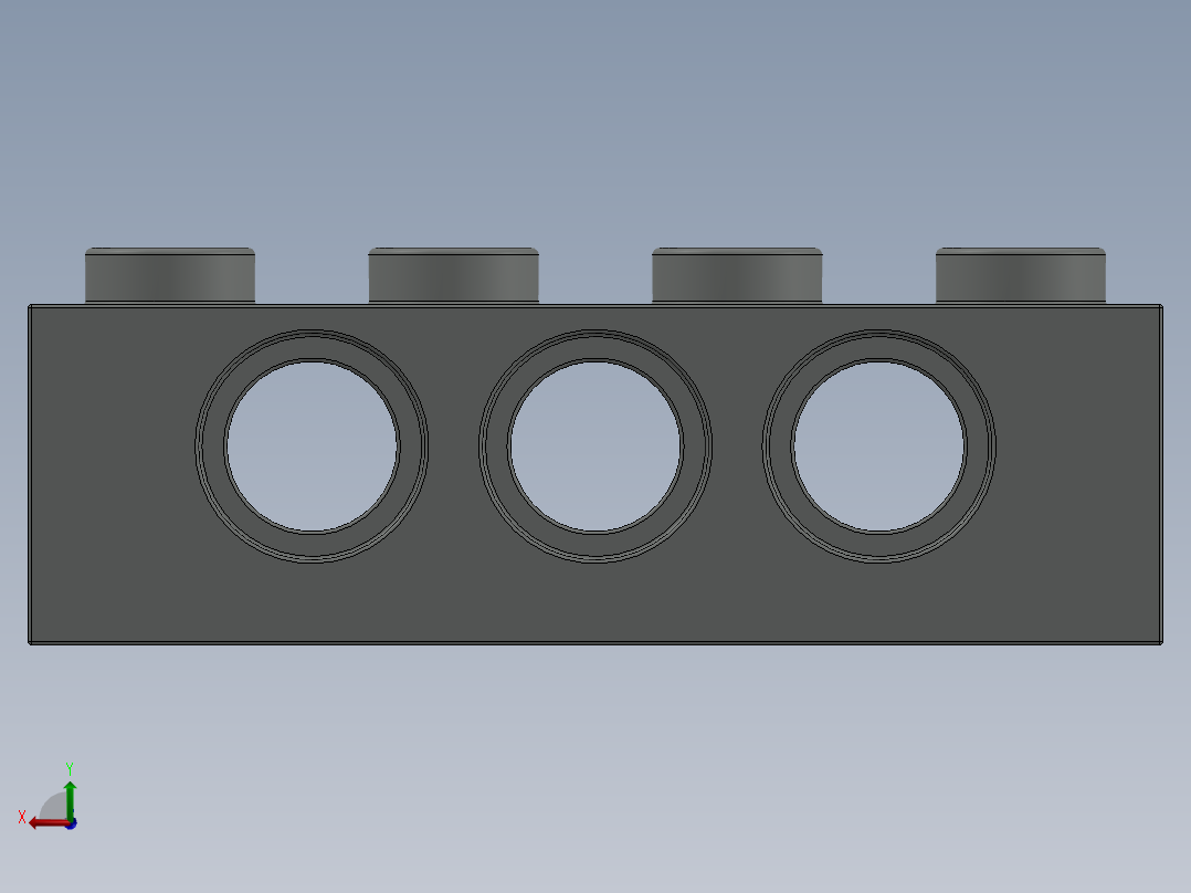 乐高机械组积木（横梁）-370102 Old Grey Technic Brick 1 x 4 with Holes后视图