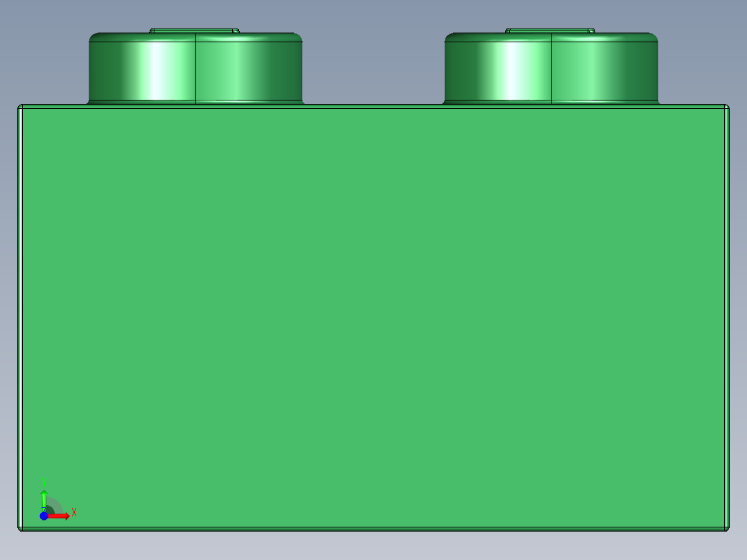 乐高套装 4421基本积木-300328 Dark Green Brick 2 x 2.STEP前视图