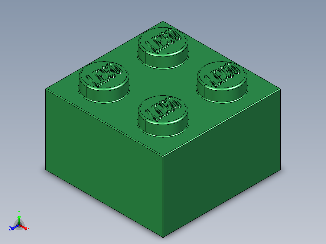 乐高套装 4421基本积木-300328 Dark Green Brick 2 x 2.STEP正等轴测图