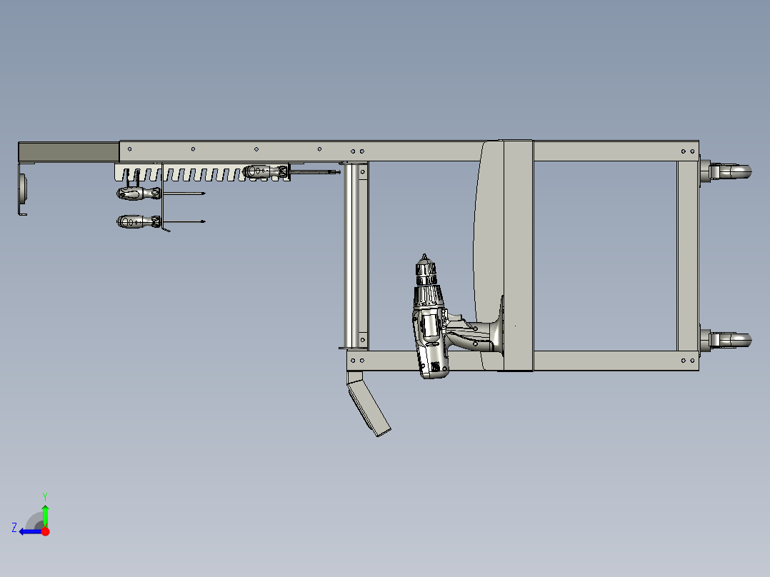 工具放置推车右视图