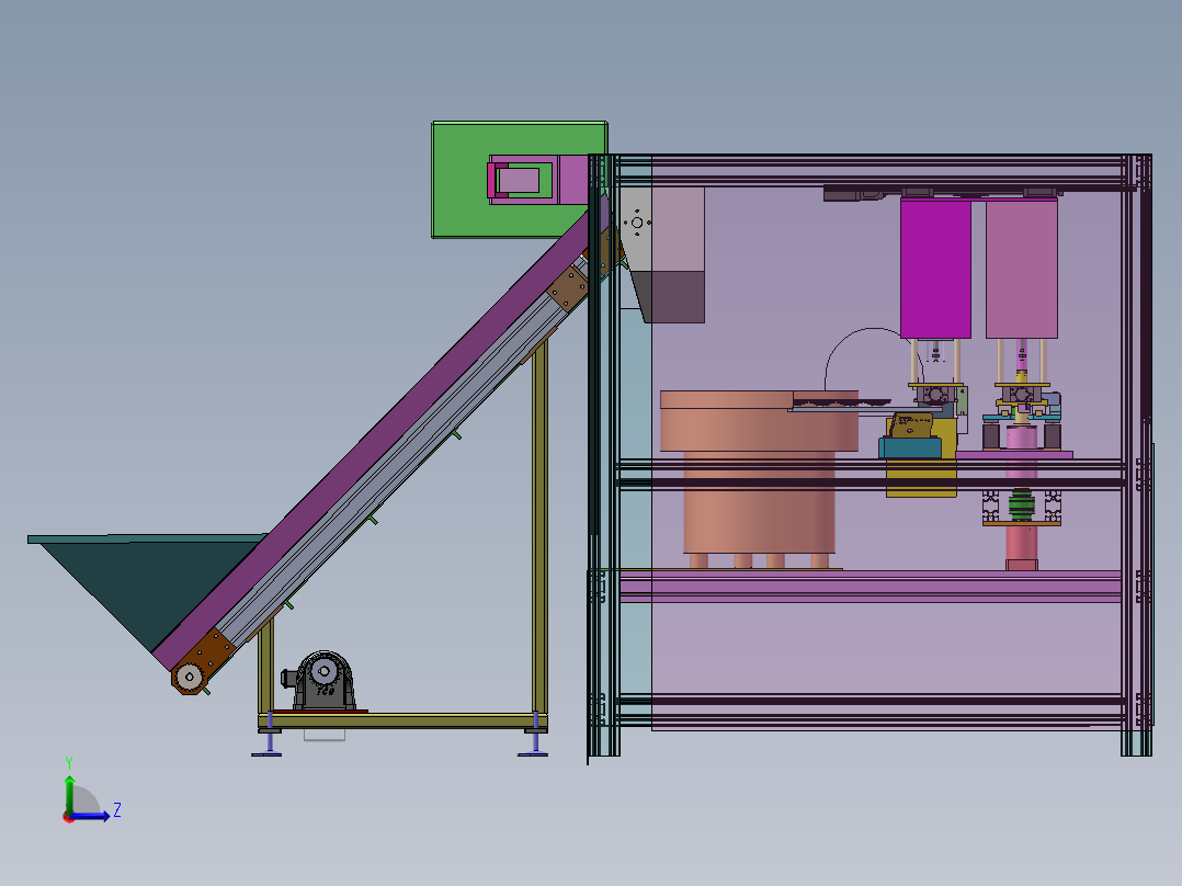 端盖自动加工机sw18可编辑左视图
