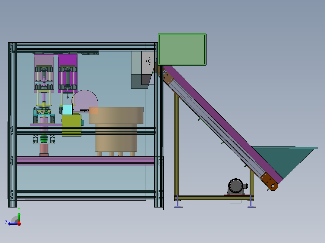 端盖自动加工机sw18可编辑右视图