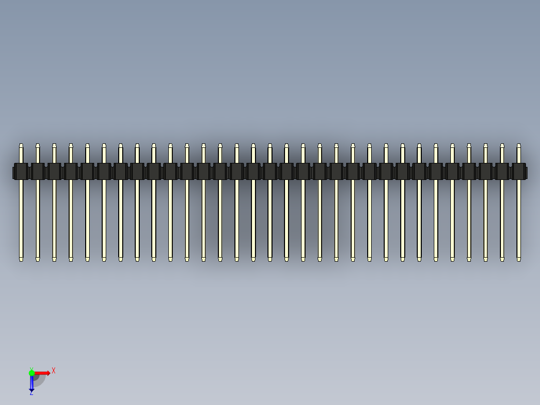 彩色公头100mil（2.54mm）系列-DS1021_black_1x31p_100mil_Type5_rev1.0俯视图