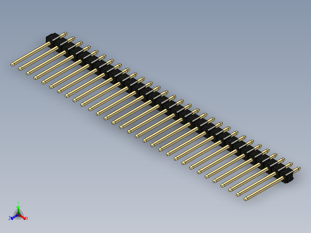 彩色公头100mil（2.54mm）系列-DS1021_black_1x31p_100mil_Type5_rev1.0正等轴测图
