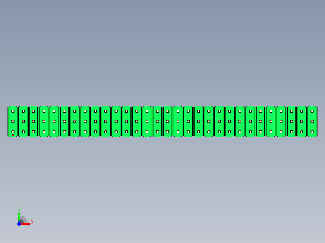 彩色公头100mil（2.54mm）系列-DS1021_green_3x30p_100mil_Type1_rev1.0前视图
