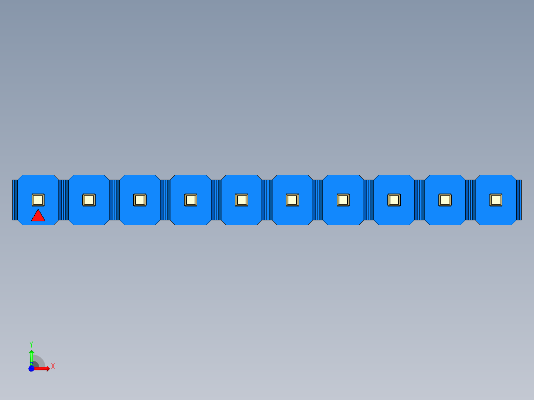 彩色公头100mil（2.54mm）系列-DS1021_blue_1x10p_100mil_Type19_rev1.0前视图