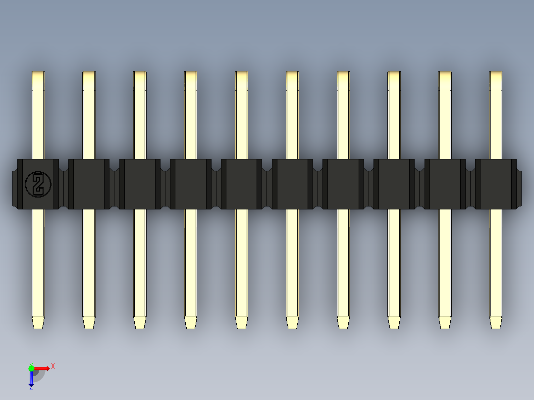 彩色公排针 100mil 2.54mm 系列-DS1022_black_2x10p_100mil_TypeD_rev1.0俯视图