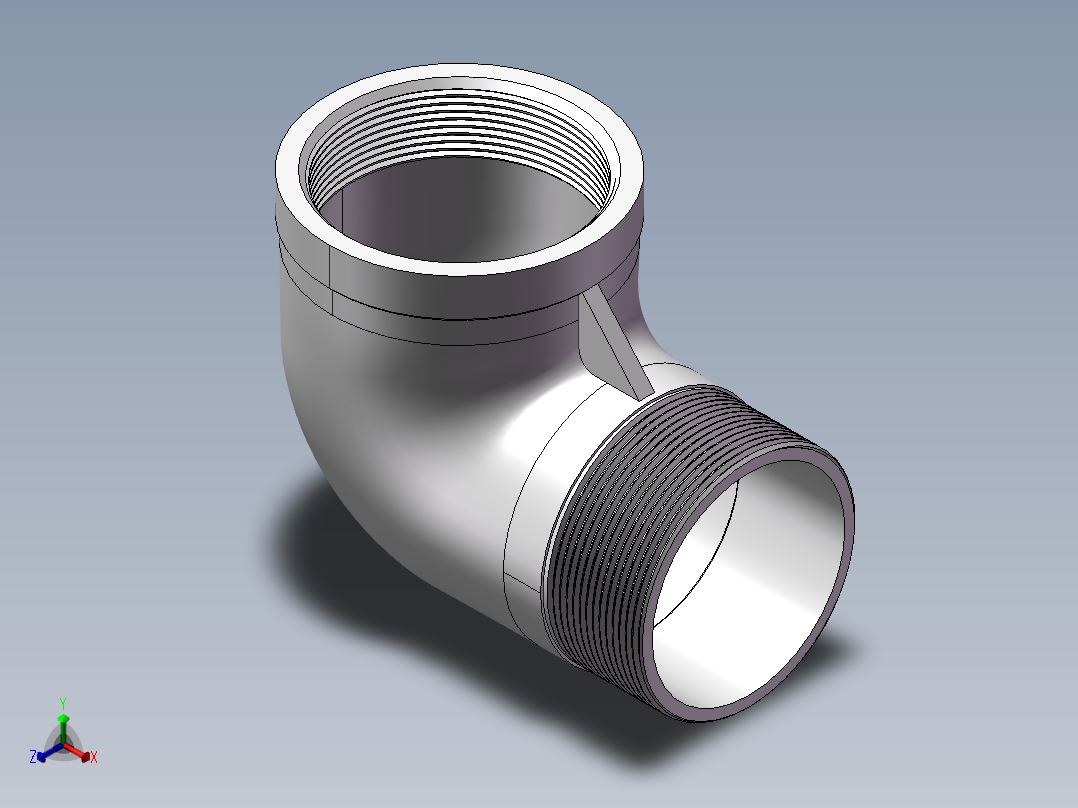 弯头-等径内外丝 DN65正等轴测图