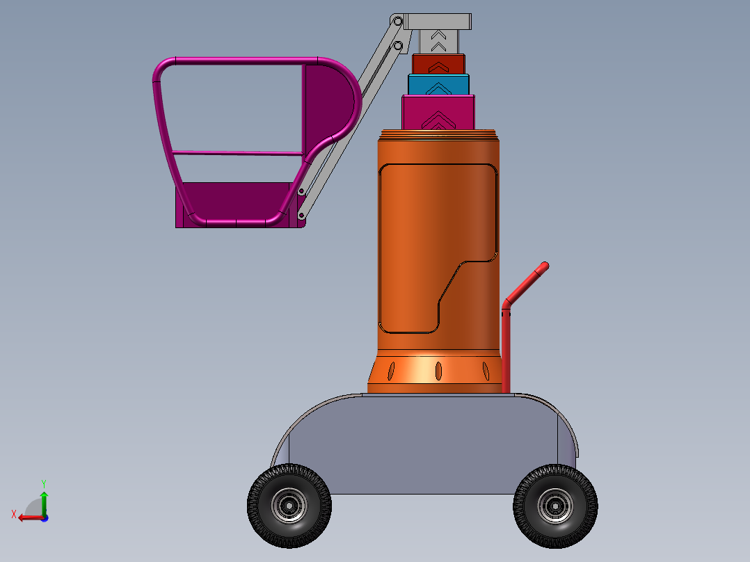 小型高空作业平台车总成后视图