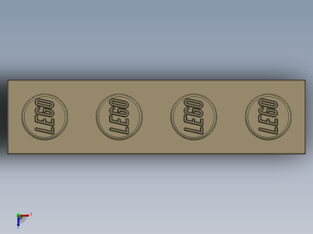 乐高套装 4421基本积木-4113916 - 3010 Brick Yellow - Tan Brick 1 x 4.SLDPRT俯视图