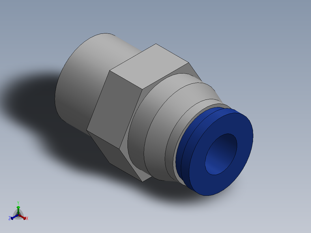 Ø6 x 1-4G - CONEXÃO RETA (C02250628)正等轴测图