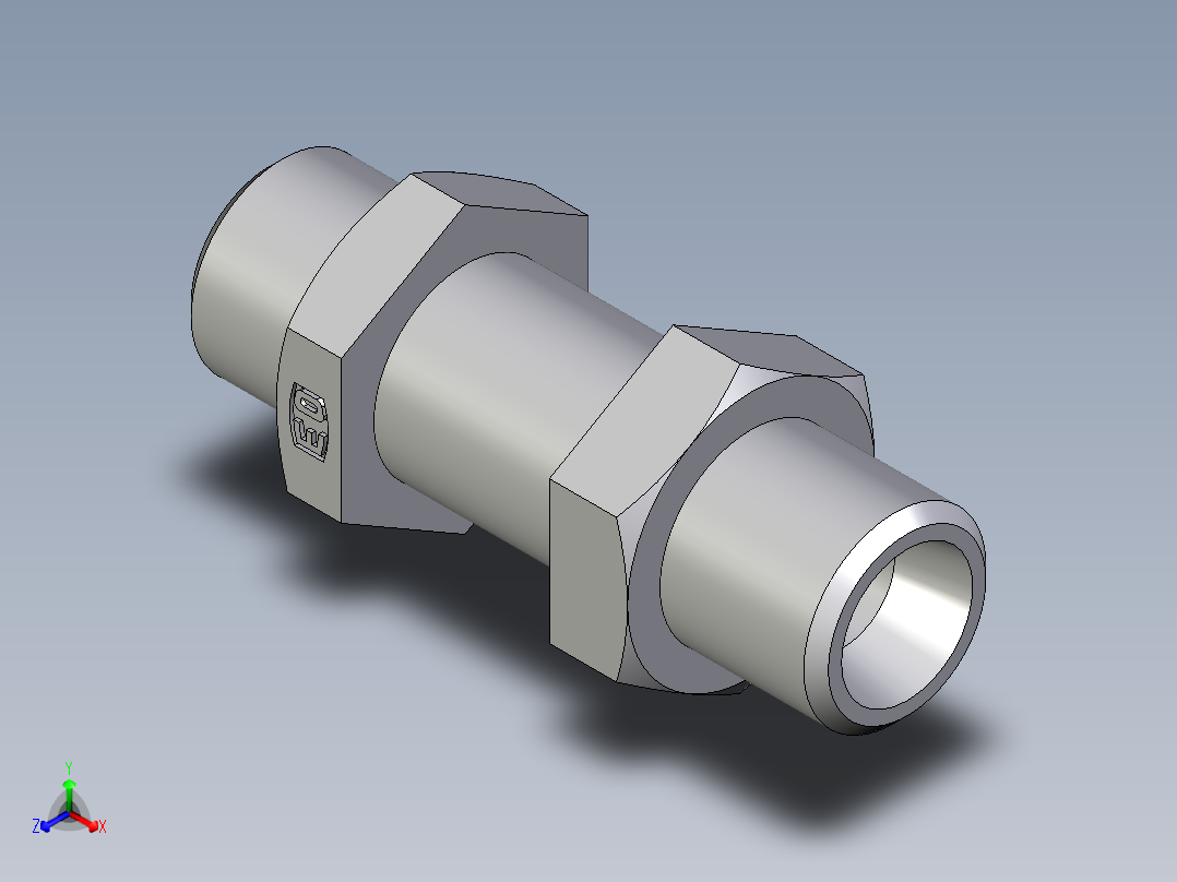卡套式工业通用硬管接头EO_Bulkhead_union_SV08LOMD71正等轴测图
