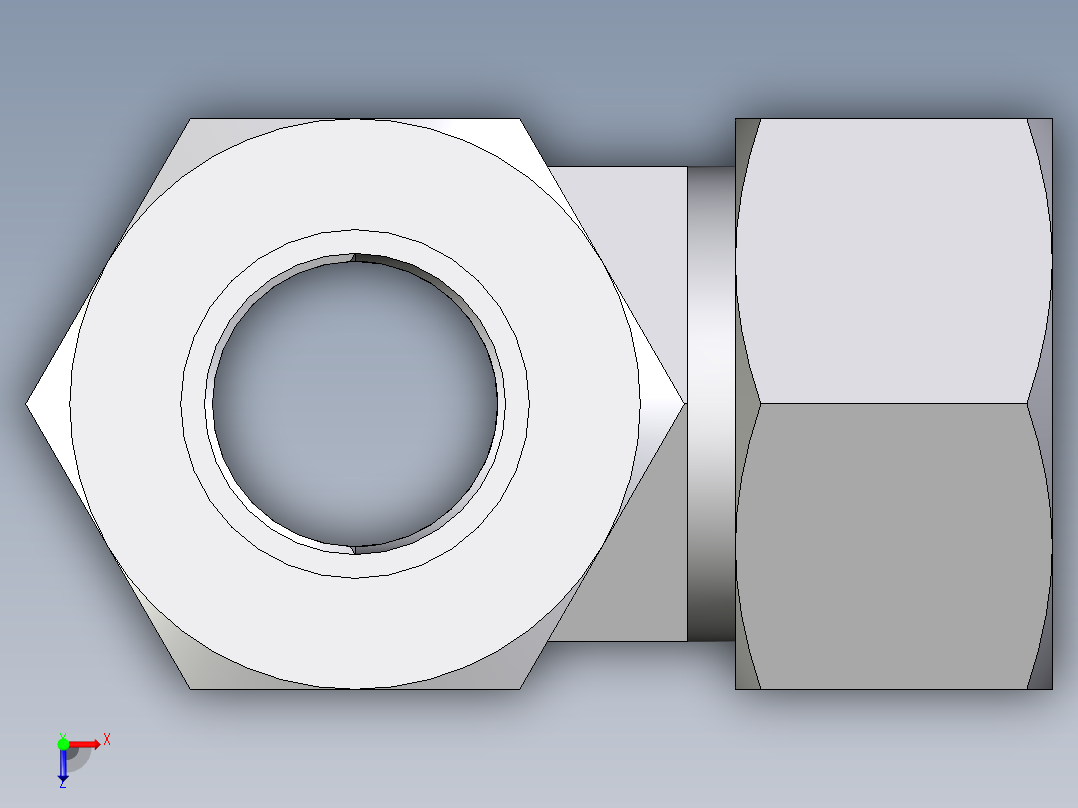 卡套式工业通用硬管接头EO_Adjustable_locknut_run_tee_LEE22LM27X2ORCF俯视图