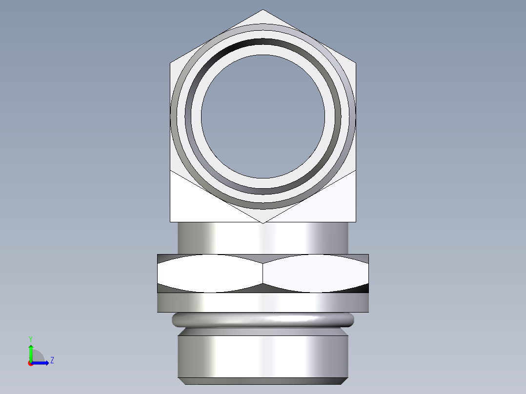 卡套式工业通用硬管接头EO_Adjustable_locknut_branch_tee_TEE28LMOROMDCF左视图
