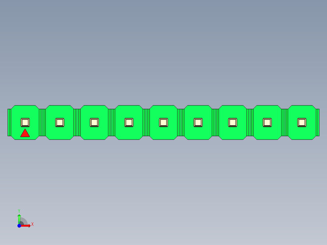 彩色公头100mil（2.54mm）系列-DS1021_green_1x09p_100mil_Type1_rev1.0前视图