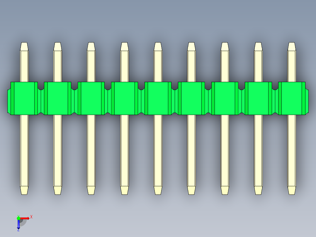 彩色公头100mil（2.54mm）系列-DS1021_green_1x09p_100mil_Type1_rev1.0俯视图