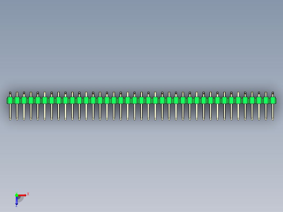 彩色公排针 100mil 2.54mm 系列-DS1022_green_39p_100mil_Type_SMT_R1_rev1.0俯视图