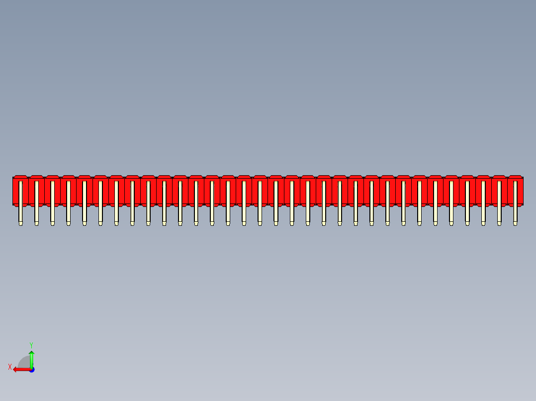 彩色公排针 100mil 2.54mm 系列-DS1022_red_2x32p_100mil_TypeD_rev1.0后视图