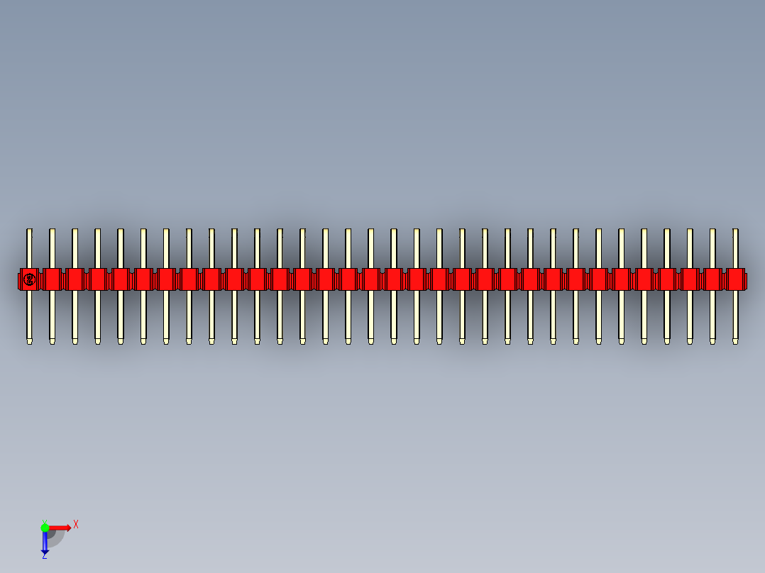 彩色公排针 100mil 2.54mm 系列-DS1022_red_2x32p_100mil_TypeD_rev1.0俯视图