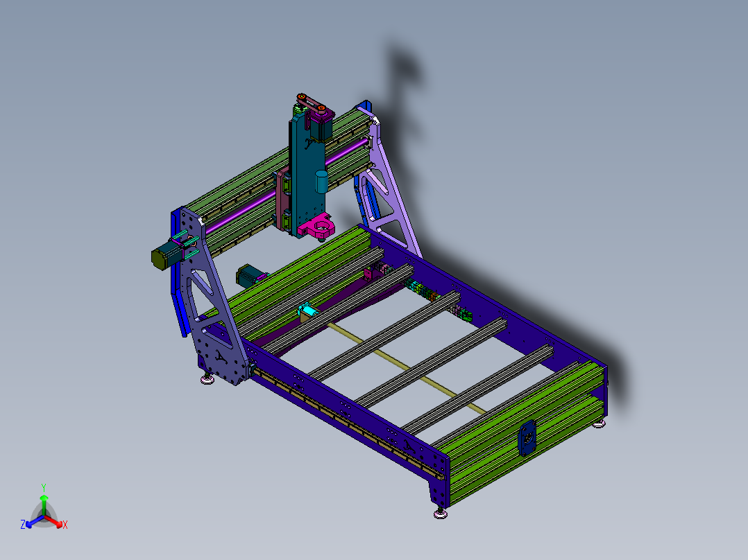 木工模具电脑小型精雕机正等轴测图
