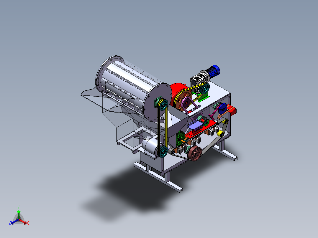 莲蓬剥莲子去膜一体机正等轴测图