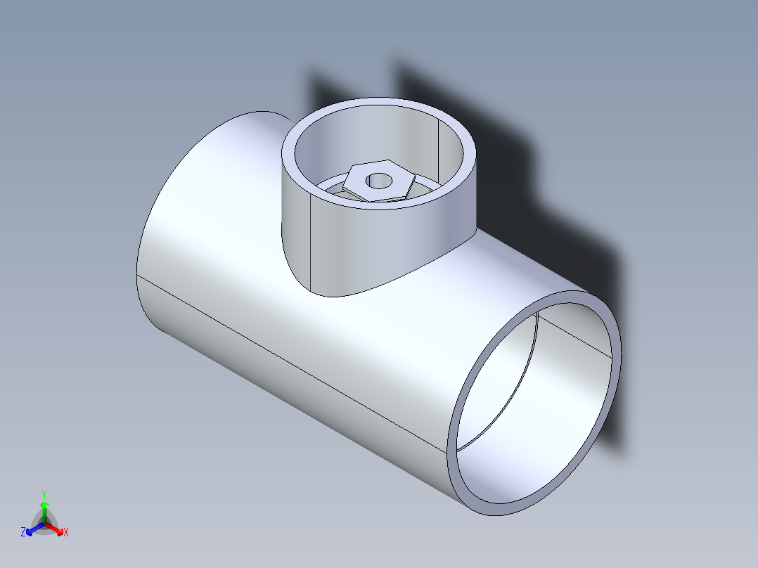 聚氯乙烯配件02A-Sch80_ReducingTee_SxSxS_801-416FB_4in x 0.75in正等轴测图