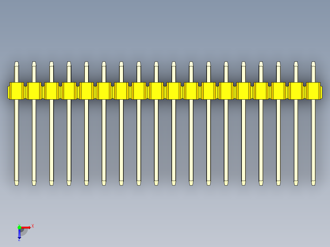 彩色公头100mil（2.54mm）系列-DS1021_yellow_1x18p_100mil_Type5_rev1.0俯视图