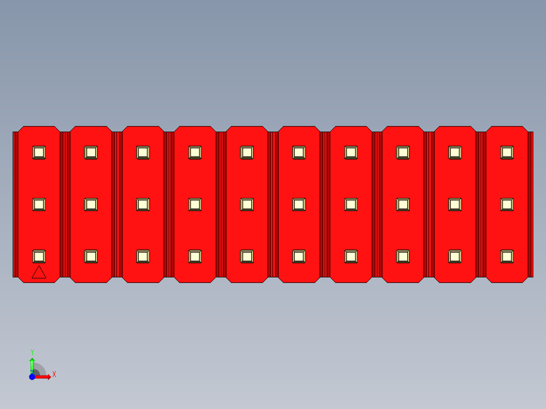 彩色公头100mil（2.54mm）系列-DS1021_red_3x10p_100mil_Type19_rev1.0前视图