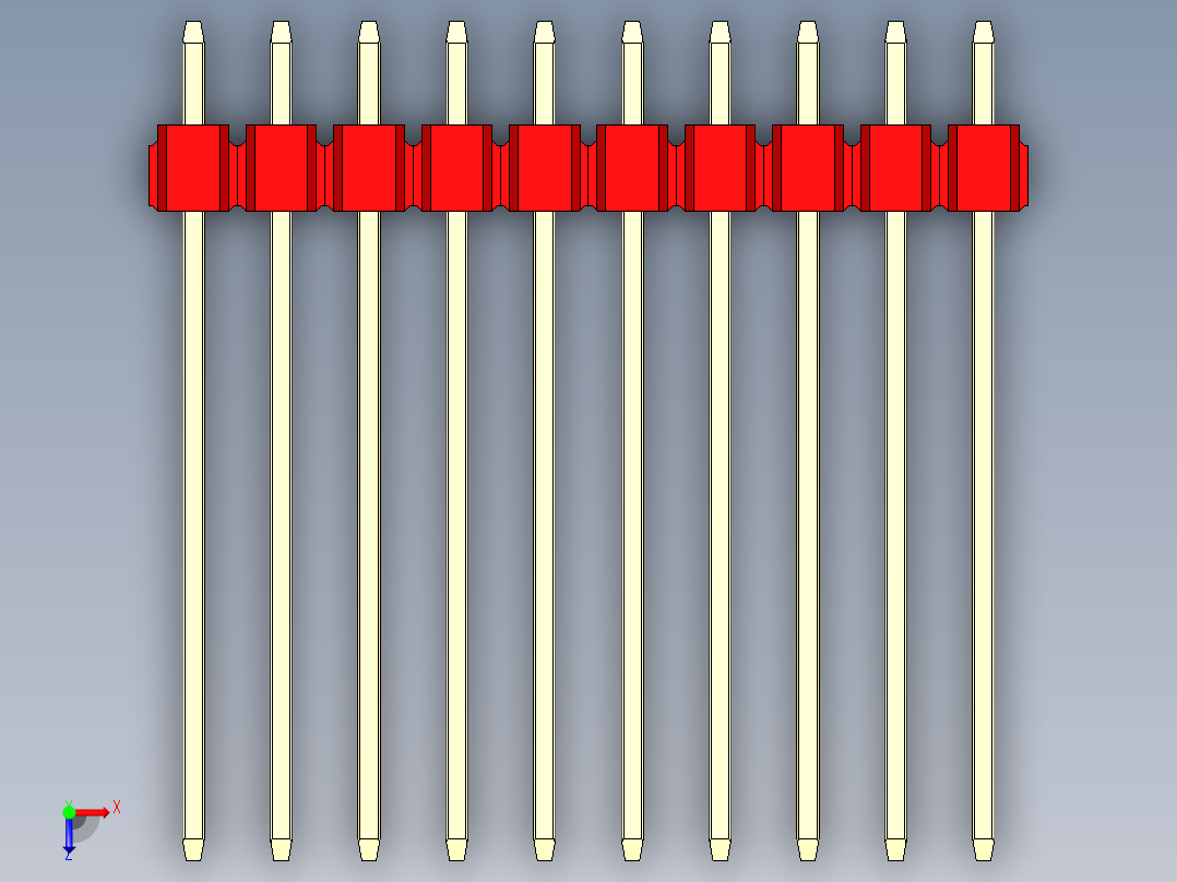 彩色公头100mil（2.54mm）系列-DS1021_red_3x10p_100mil_Type19_rev1.0俯视图